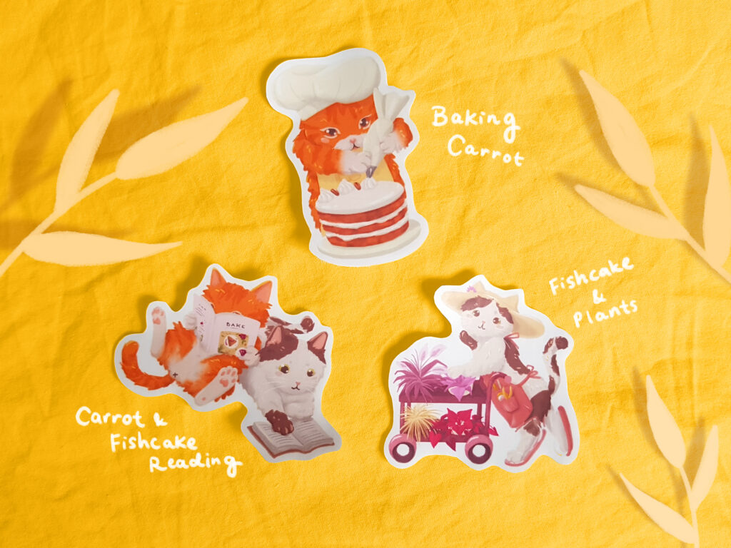 Carrot & Fishcake Reading Vinyl Sticker