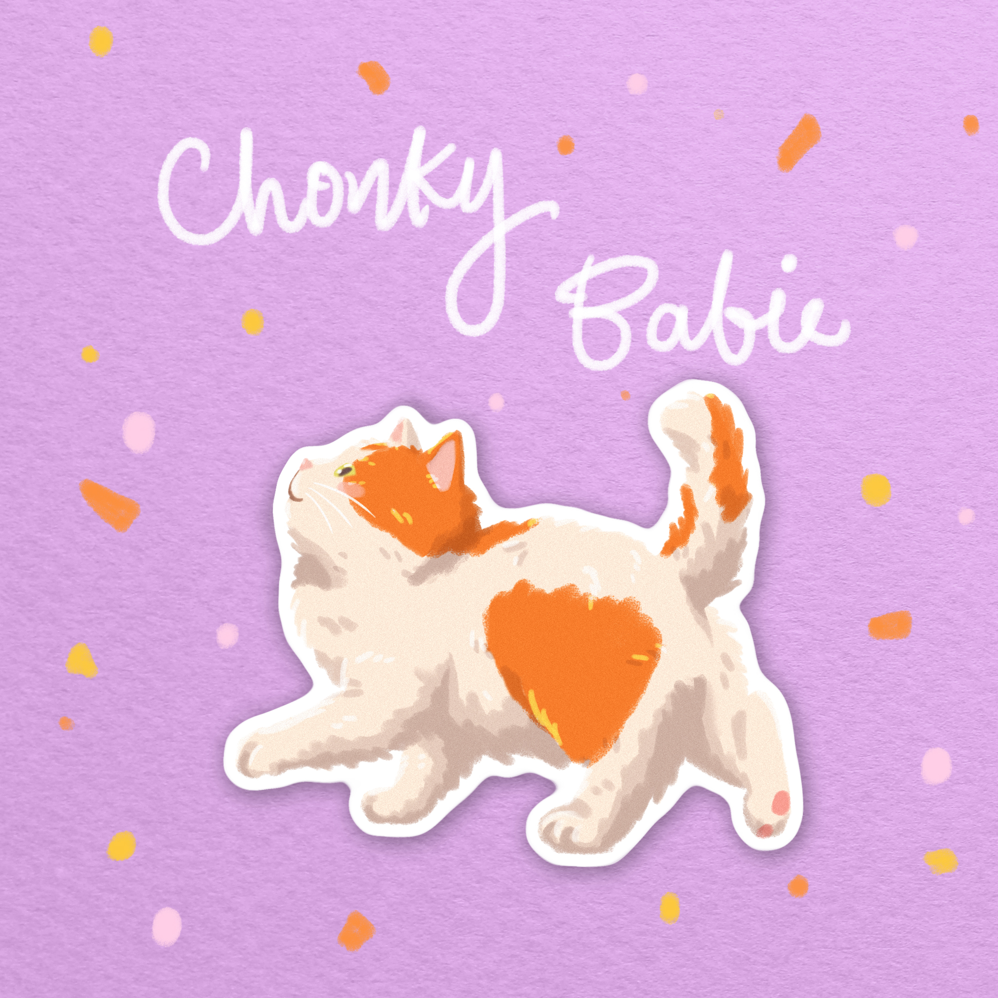 Chonky Babie BenBen Orange Vinyl Sticker - Image 1