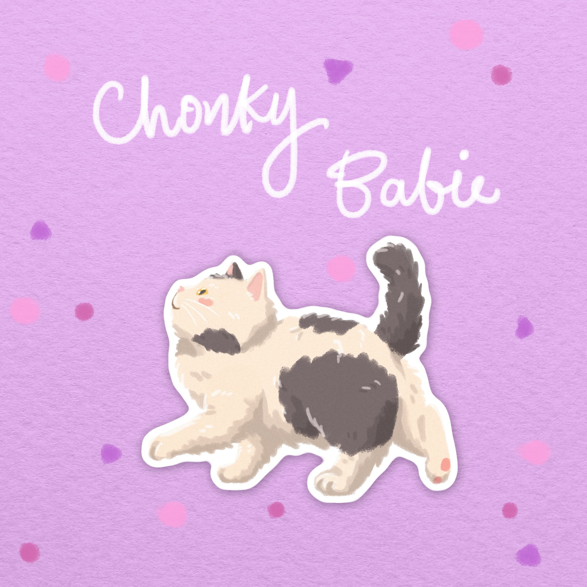Chonky Babie Moomoo Cow Cat Vinyl Sticker - Image 1
