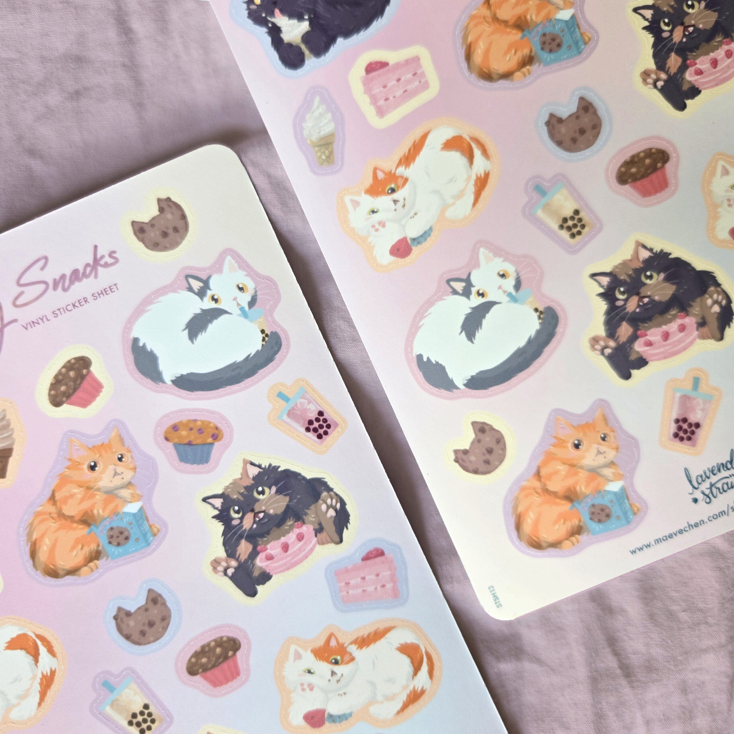 Chonky Cat Sneaky Snacks Sticker Sheet - Image 1
