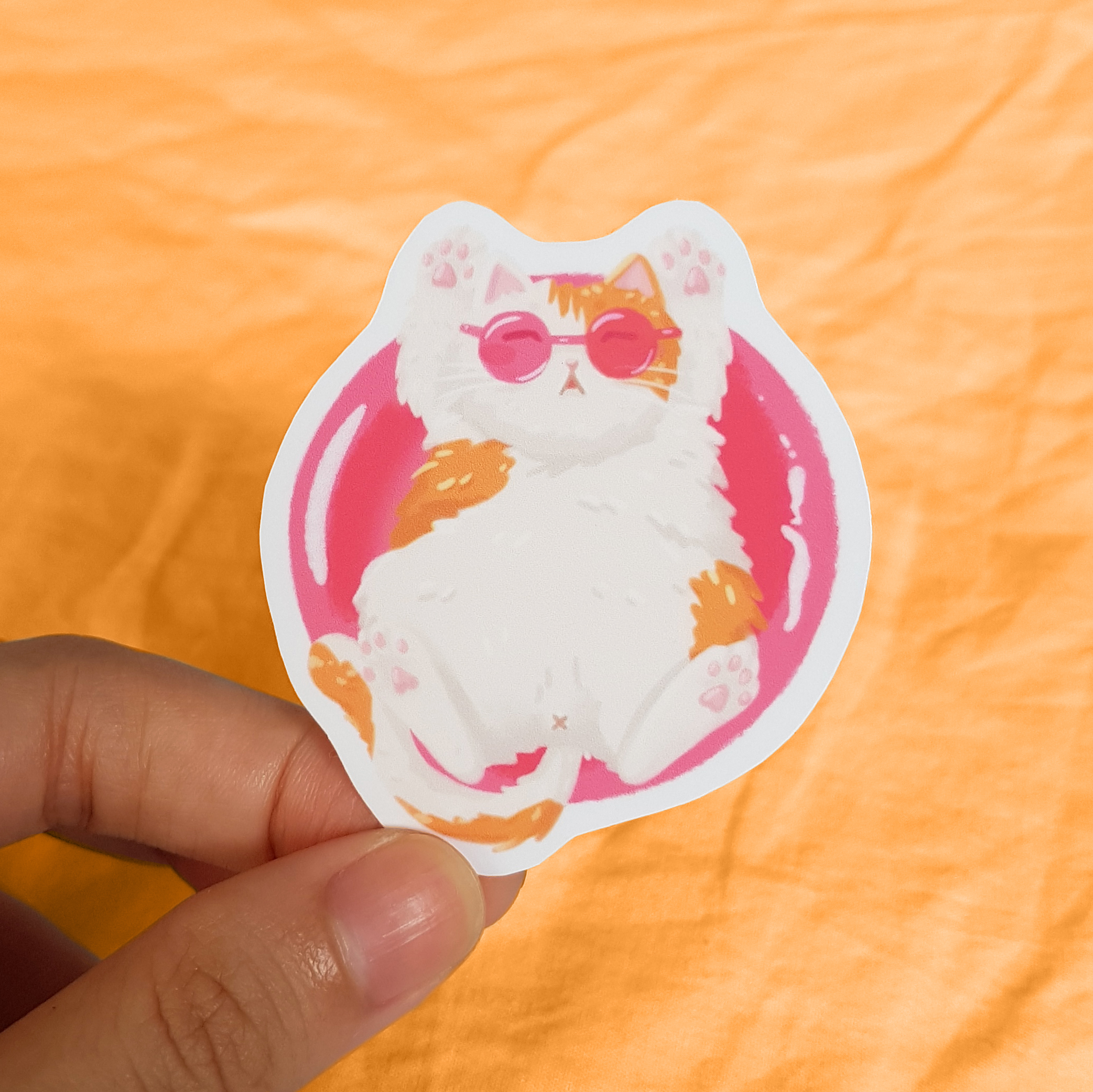 Chonky Cat Summer Vinyl Sticker Benben - Image 1