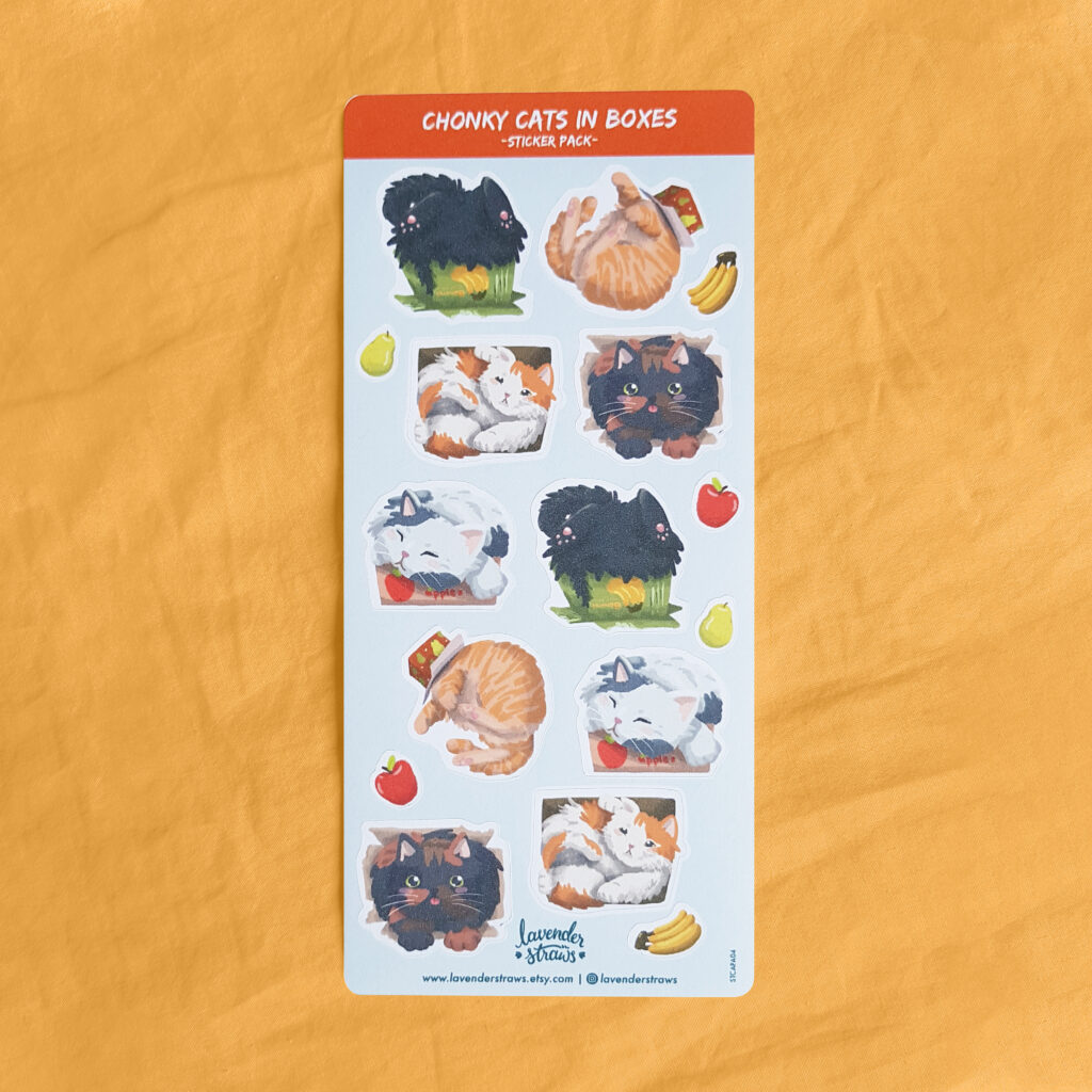 Chonky Cats in Boxes Sticker Sheet