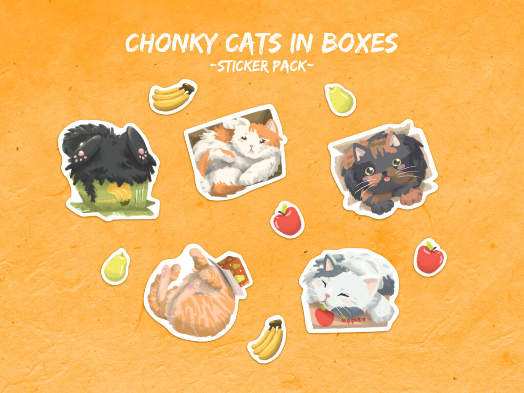 Chonky Cats in Boxes Sticker Sheet