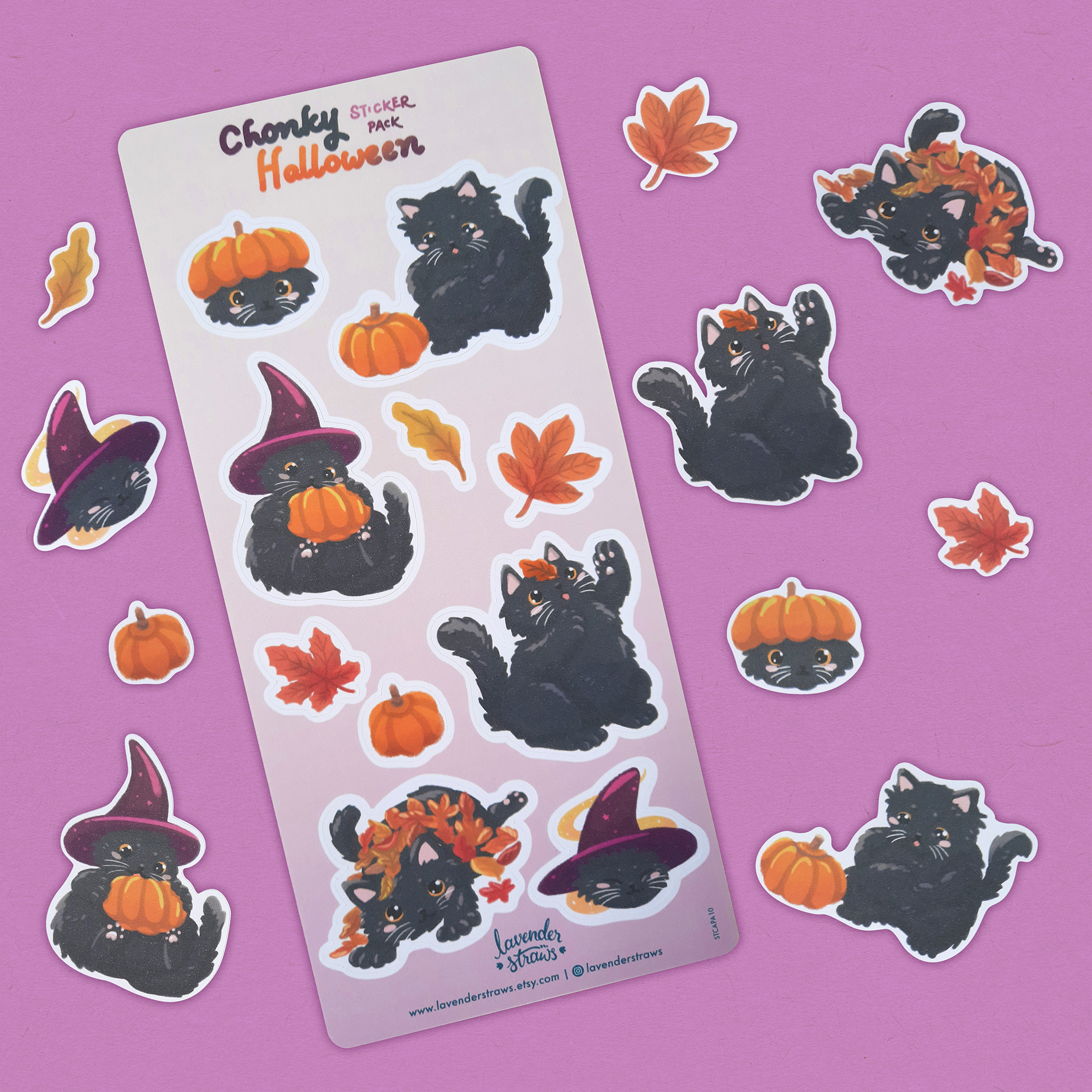 Chonky Cat Halloween Sticker Sheet - Image 1