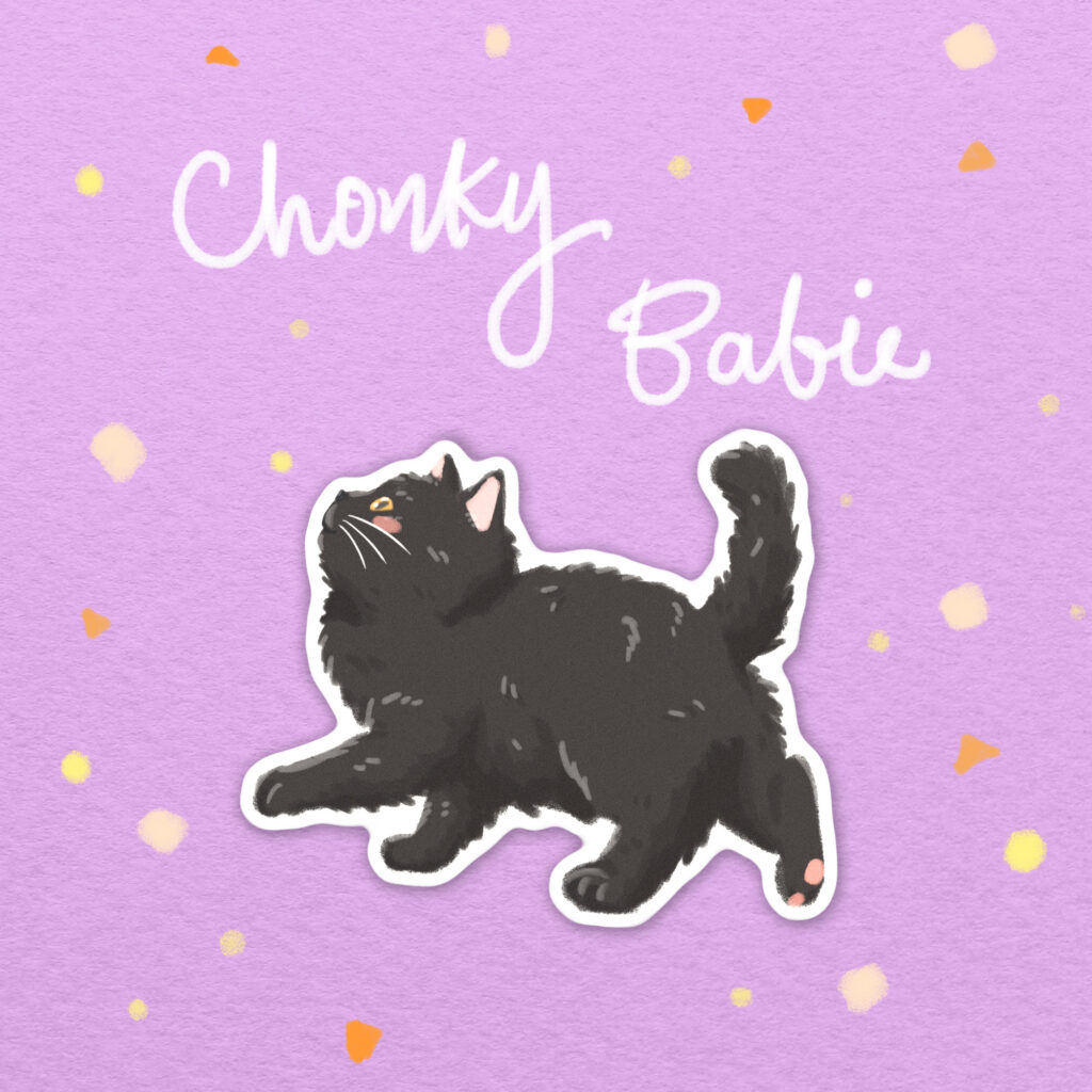 Chonky Babie Nyap Black Cat Vinyl Sticker