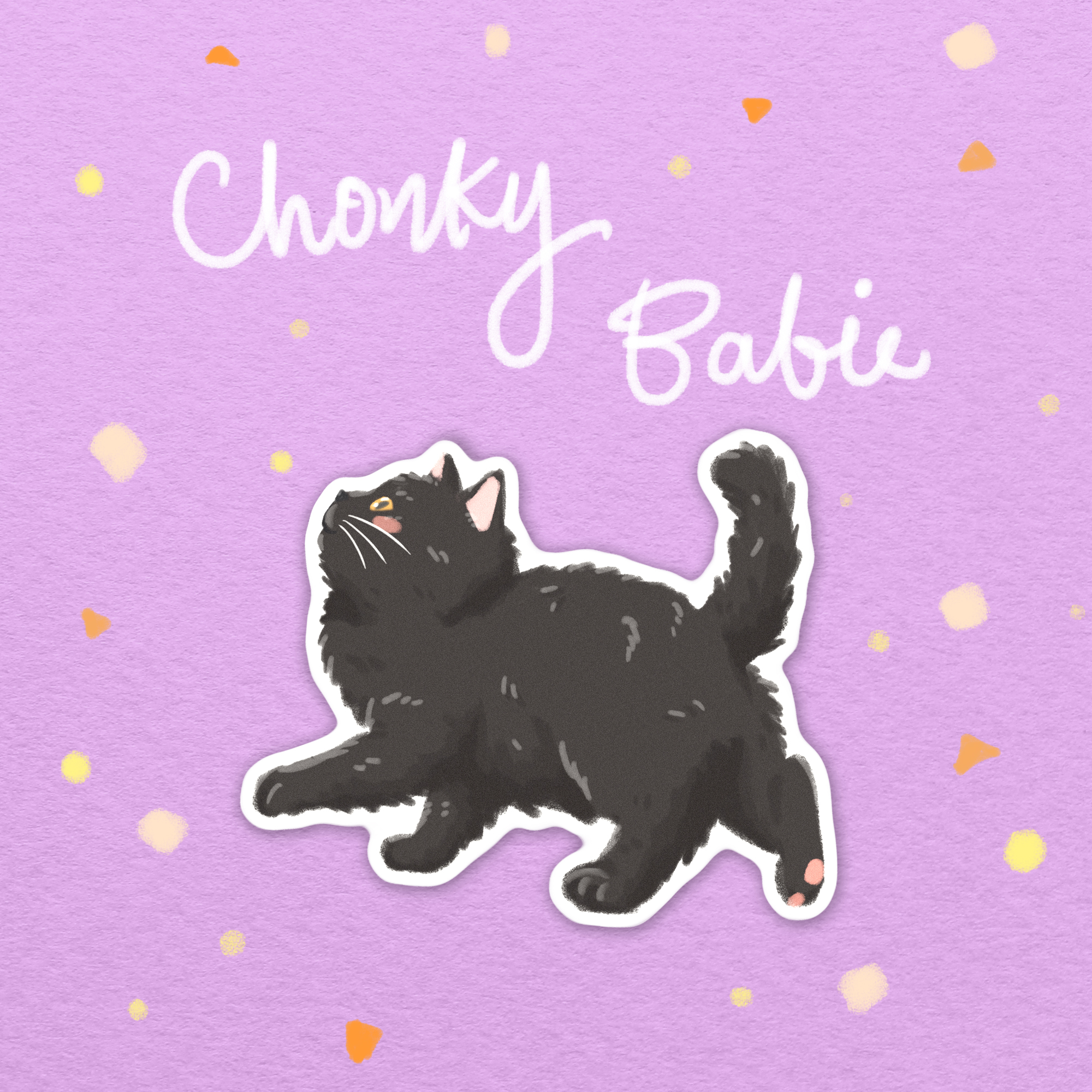 Chonky Babie Nyap Black Cat Vinyl Sticker - Image 1