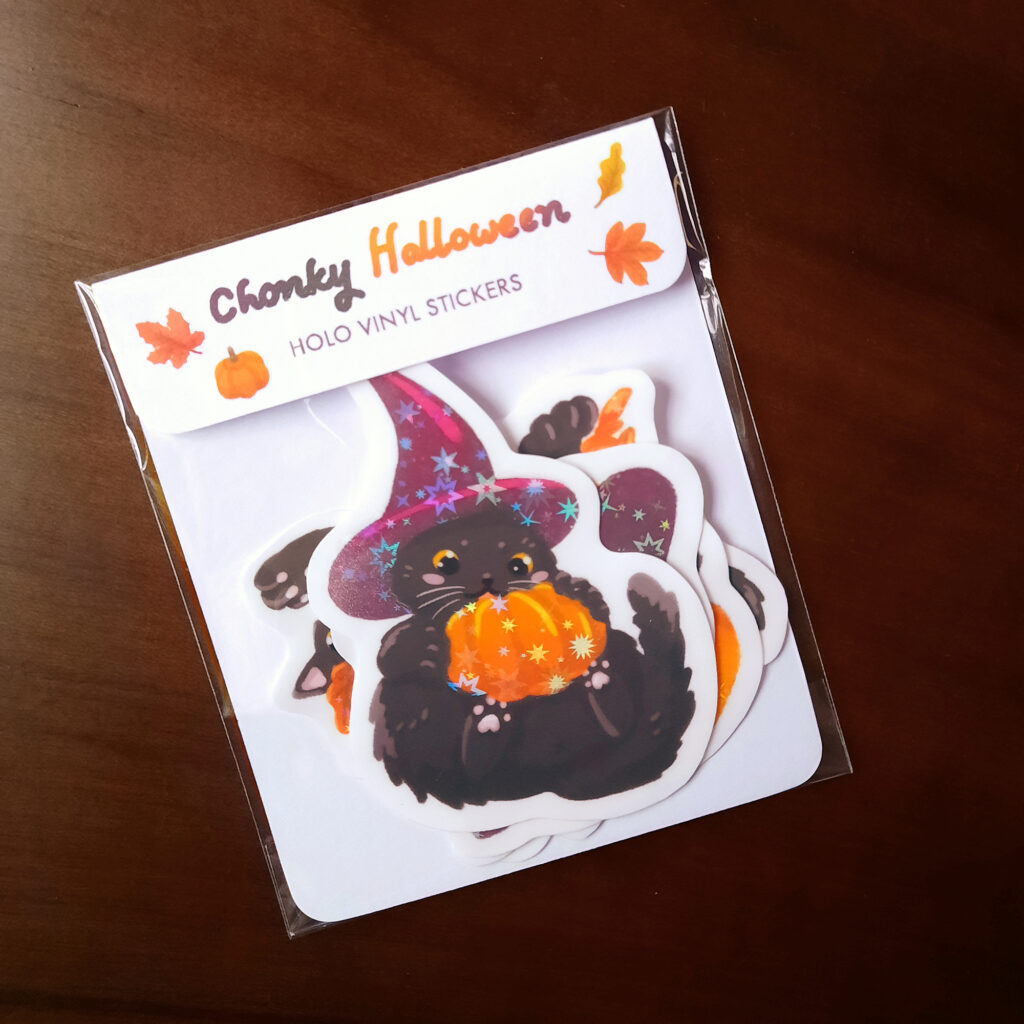 Chonky Cat Halloween Holographic Sticker Set
