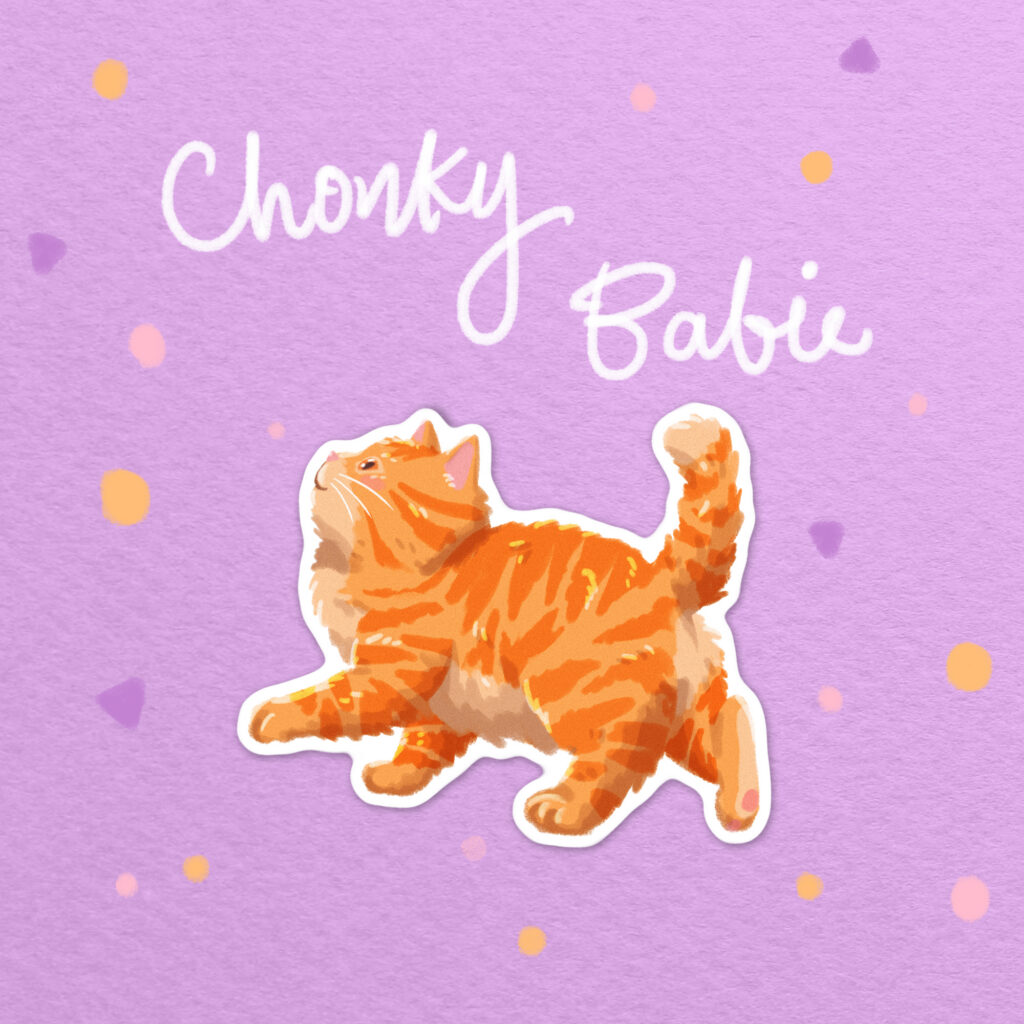 Chonky Babie Orenji Ginger Cat Vinyl Sticker