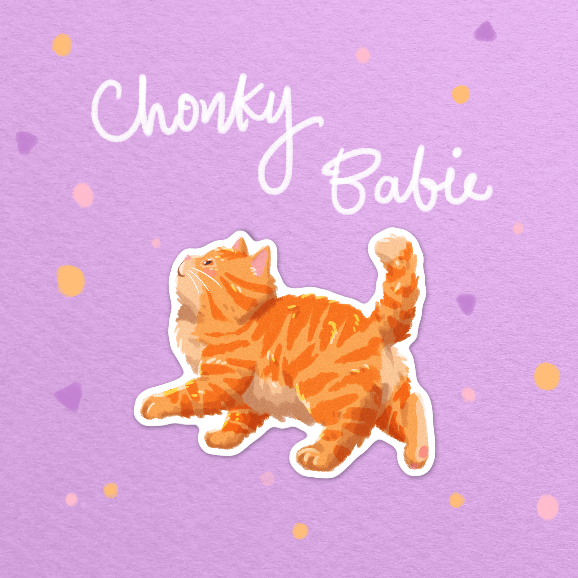 Chonky Babie Orenji Ginger Cat Vinyl Sticker - Image 1