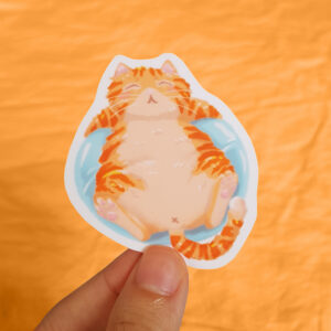 Chonky Cat Summer Vinyl Sticker Orenji