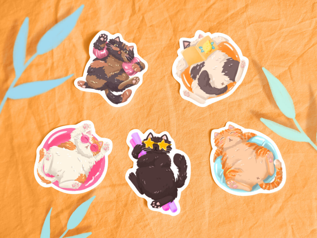 Chonky Cat Summer Vinyl Sticker Benben