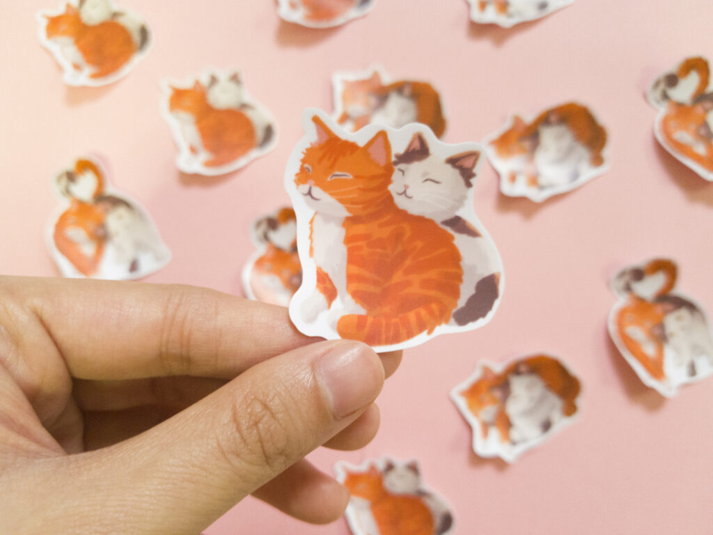 Valentine's Carrot & Fishcake Sitting Vinyl Sticker