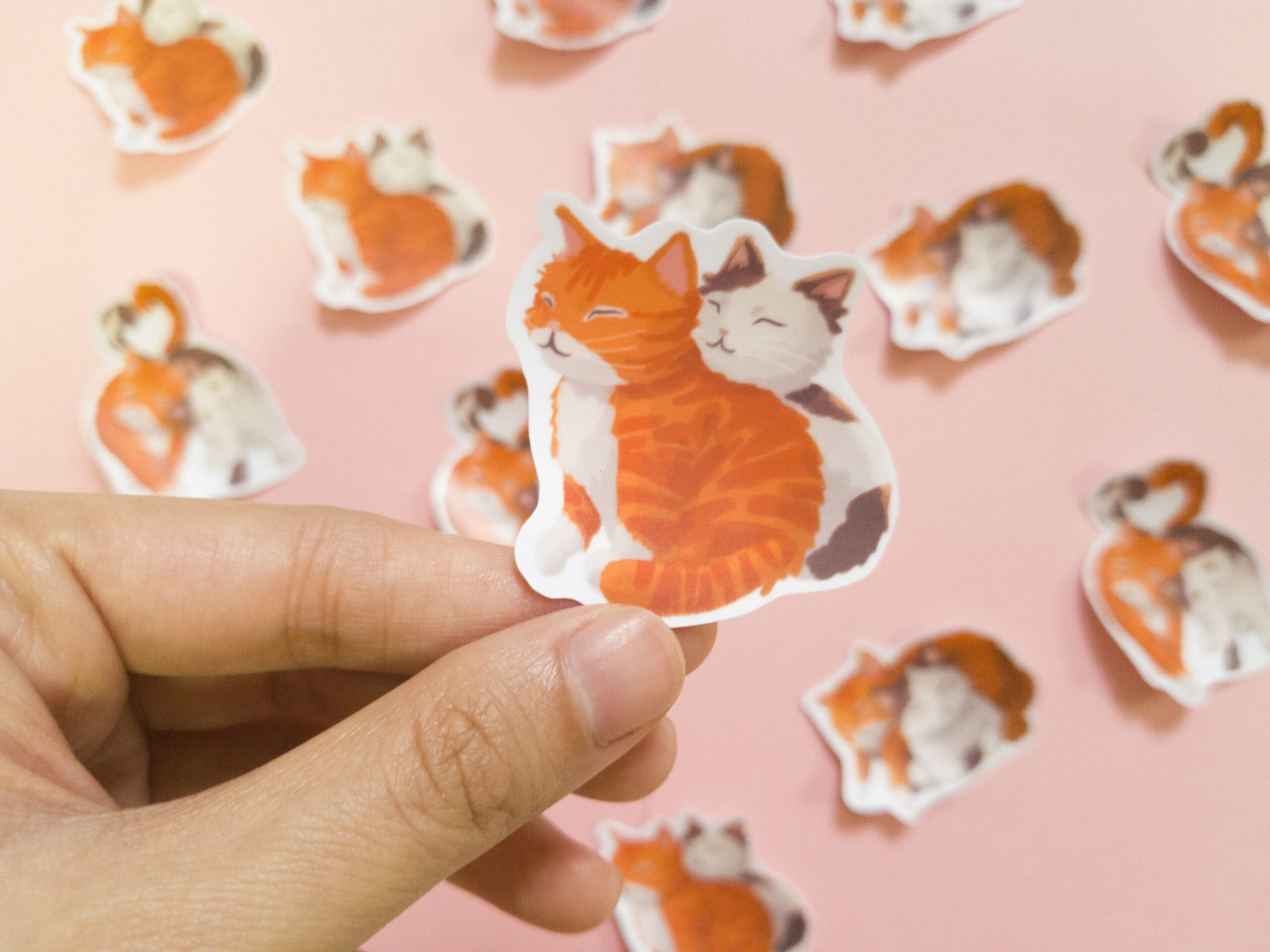 Valentine's Carrot & Fishcake Sitting Vinyl Sticker - Image 1