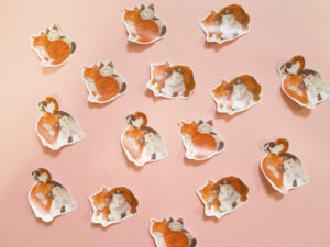 Valentine's Carrot & Fishcake Sitting Vinyl Sticker - Image 2