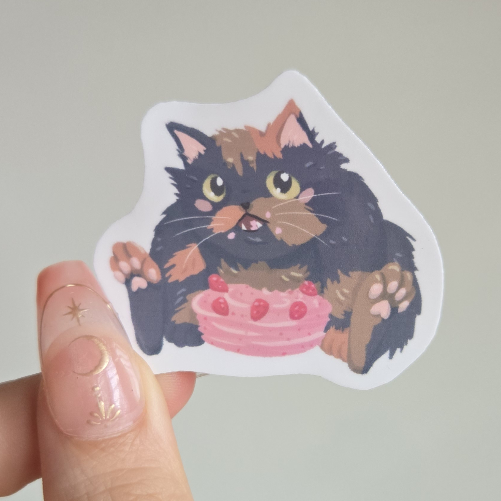 Chonky Cat Snack Vinyl Sticker Floopy Cake