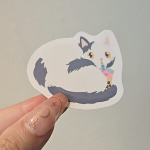 Chonky Cat Snack Vinyl Sticker Moomoo Boba