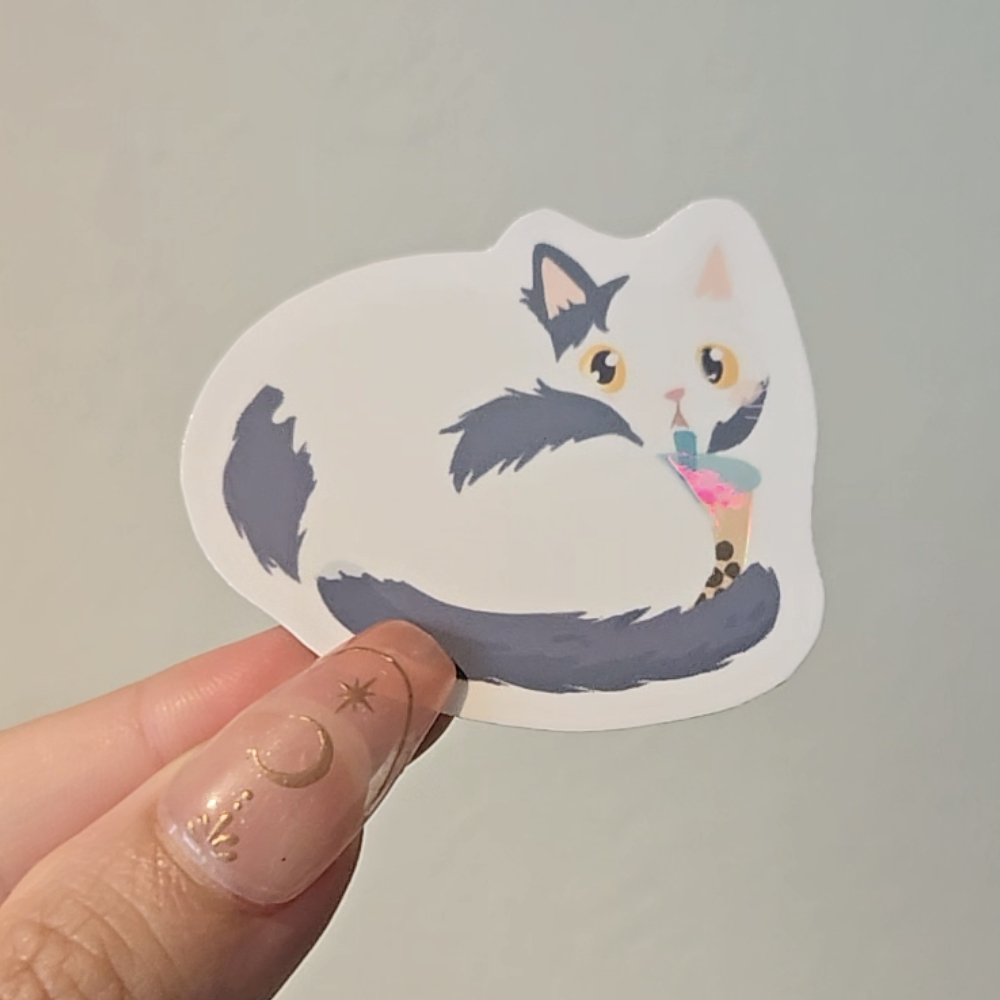 Chonky Cat Snack Vinyl Sticker Moomoo Boba