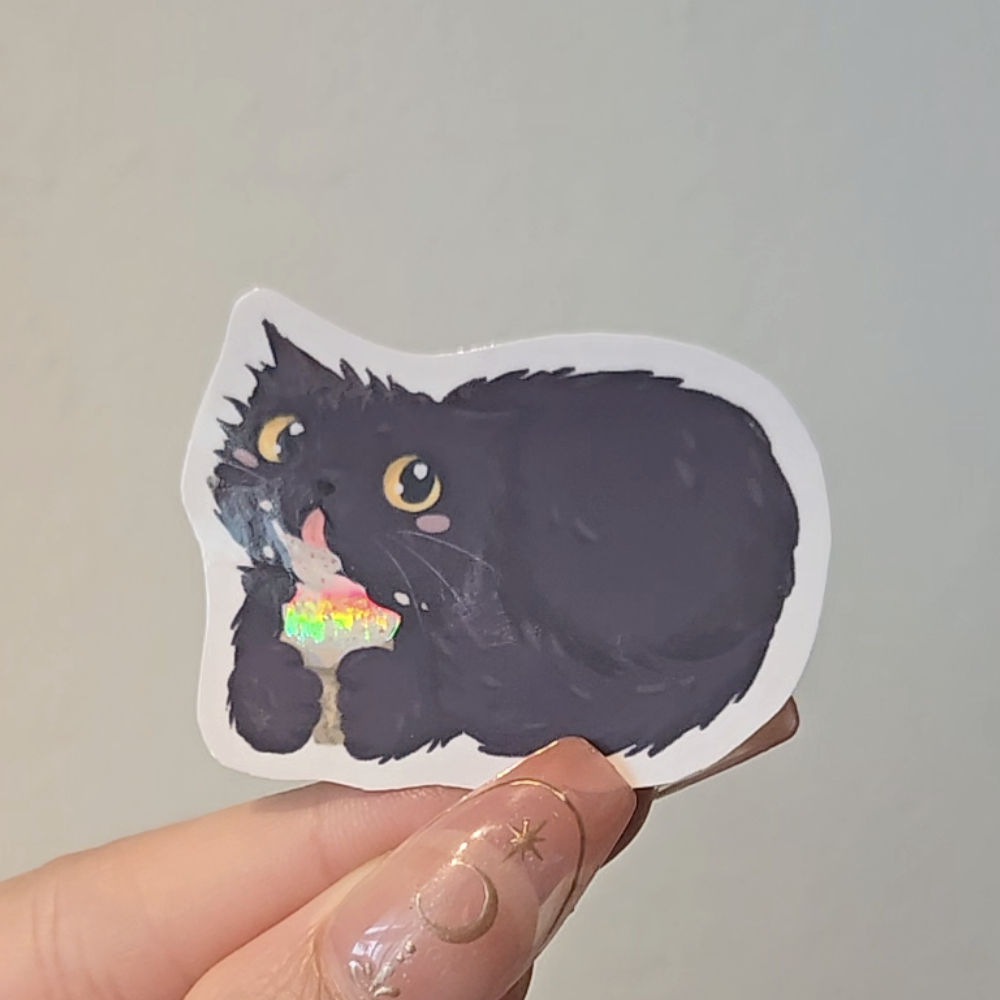Chonky Cat Snack Vinyl Sticker Nyap Ice-Cream