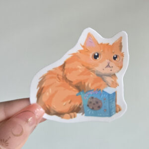 Chonky Cat Snack Vinyl Sticker Orenji Cookies - Image 2
