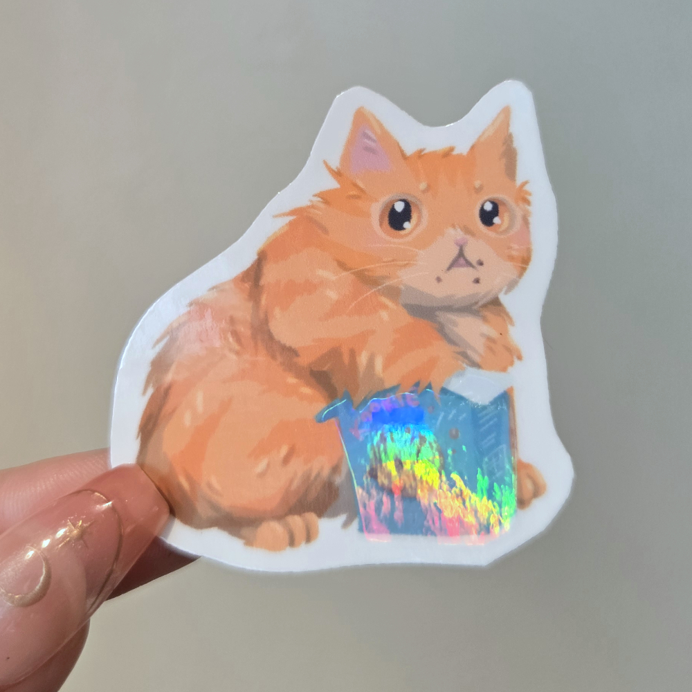 Chonky Cat Snack Vinyl Sticker Orenji Cookies