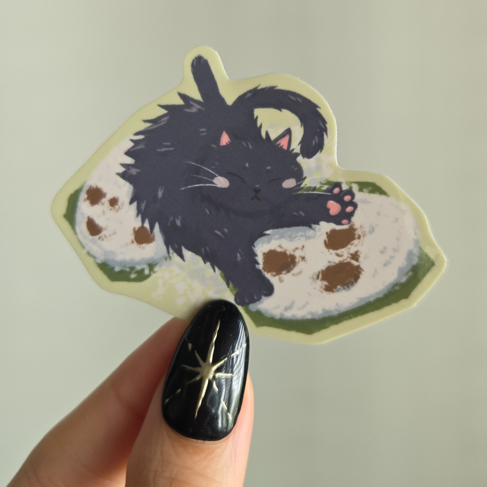 Chonky Cat Picnic Vinyl Sticker Nyap Putu Piring