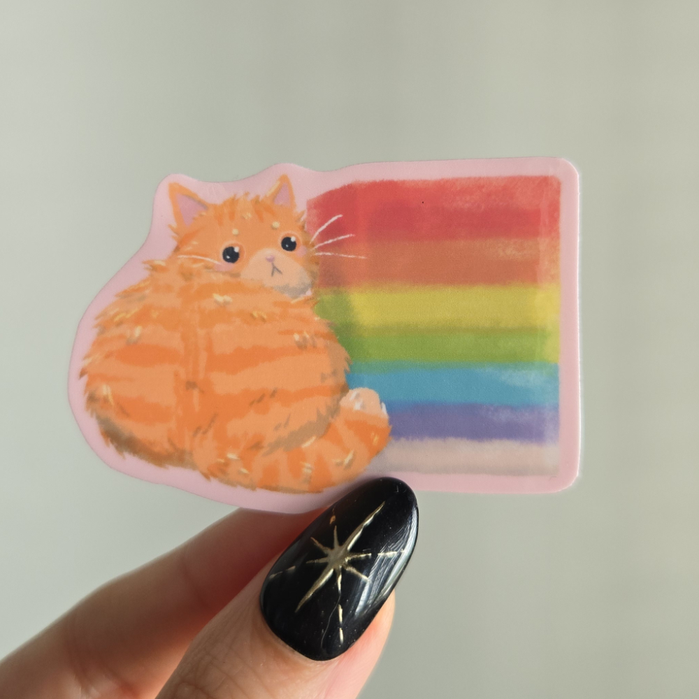 Chonky Cat Picnic Vinyl Sticker Orenji Kueh Lapis