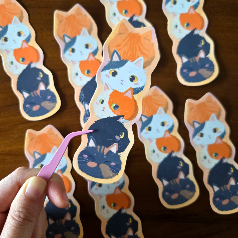 Chonky Cat Head Stack Vinyl Sticker L