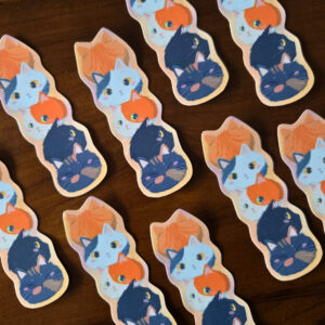Chonky Cat Head Stack Vinyl Sticker L - Image 2