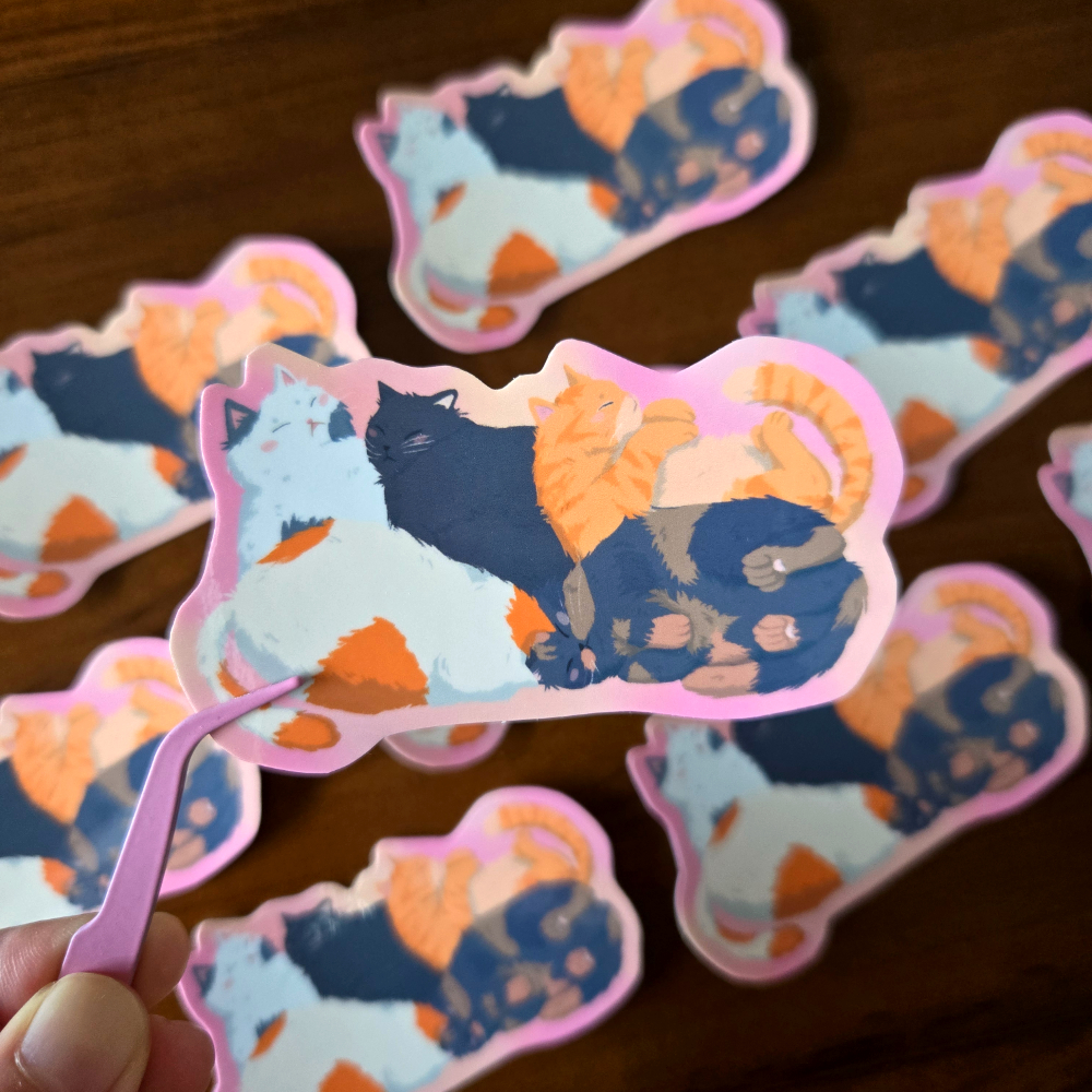Chonky Cat Pile Vinyl Sticker L