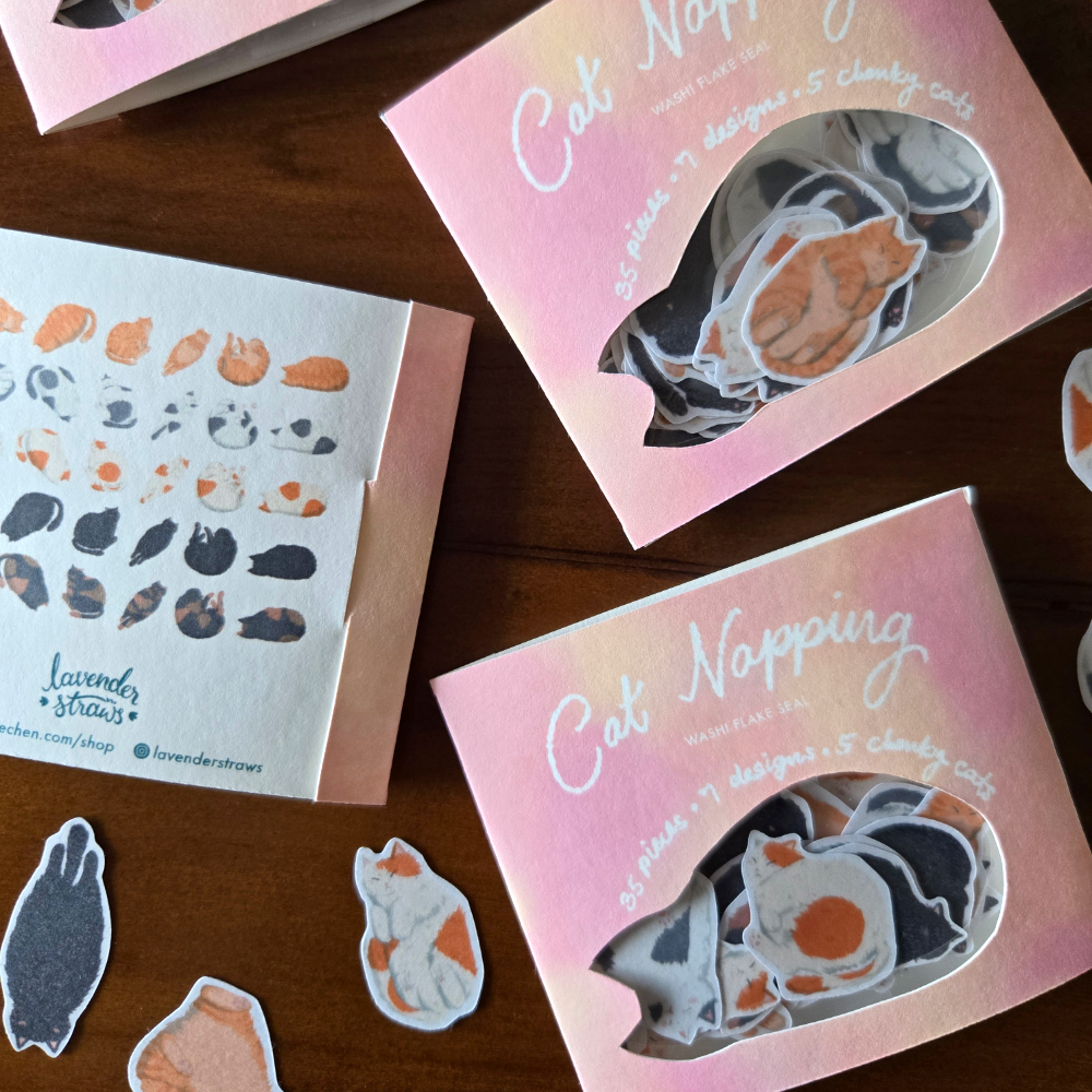 Chonky Cat Napping Washi Flakes