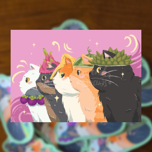 Fruity Chonky Cats Giclee Print