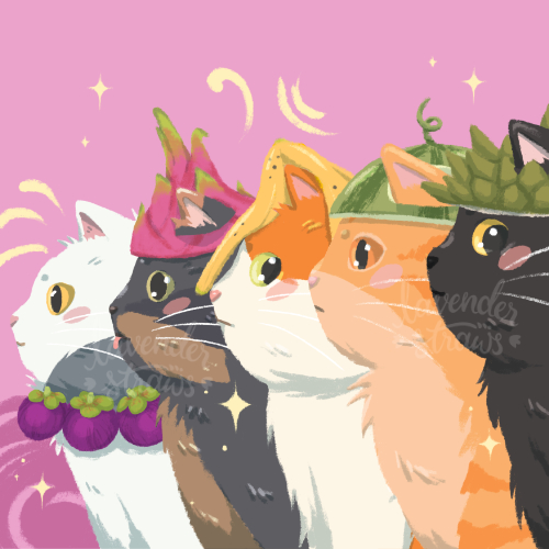 Fruity Chonky Cats Giclee Print