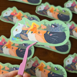 Fruity Chonk Cats Battle Vinyl Sticker L - Image 4