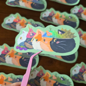 Fruity Chonk Cats Battle Vinyl Sticker L - Image 1
