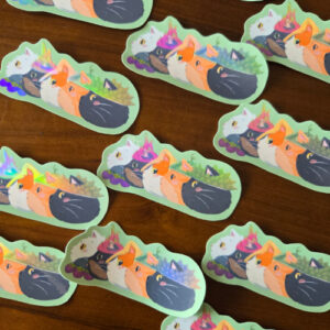 Fruity Chonk Cats Battle Vinyl Sticker L - Image 3