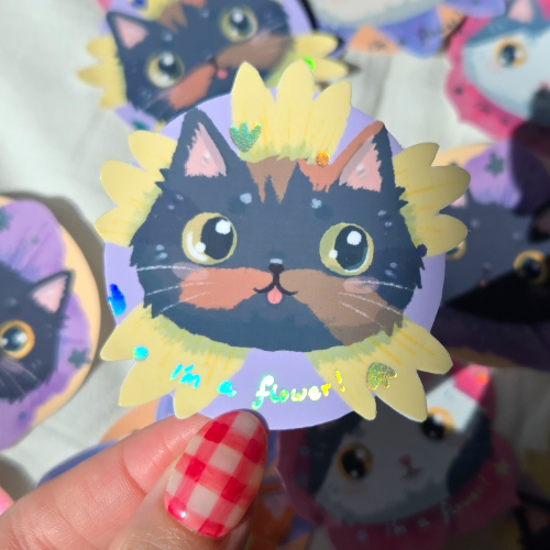 I'm a Flower! Chonky Cat Vinyl Sticker Floopy