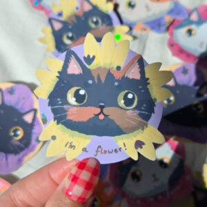 I'm a Flower! Chonky Cat Vinyl Sticker Floopy - Image 3
