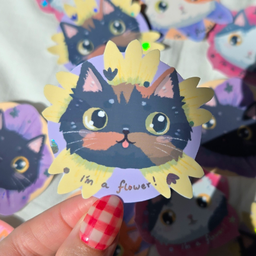 I'm a Flower! Chonky Cat Vinyl Sticker Floopy