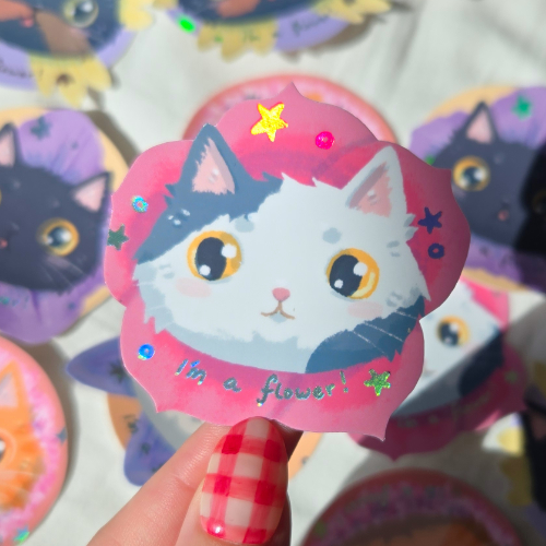 I'm a Flower! Chonky Cat Vinyl Sticker Moomoo