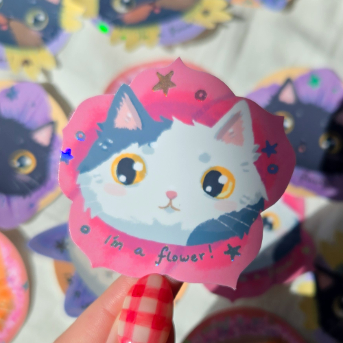 I'm a Flower! Chonky Cat Vinyl Sticker Moomoo