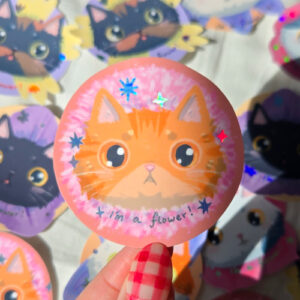 I'm a Flower! Chonky Cat Vinyl Sticker Orenji - Image 1