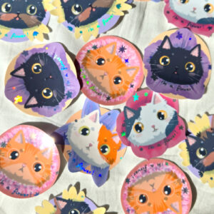 I'm a Flower! Chonky Cat Vinyl Sticker Orenji - Image 4