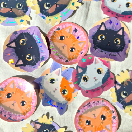 I'm a Flower! Chonky Cat Vinyl Sticker Orenji
