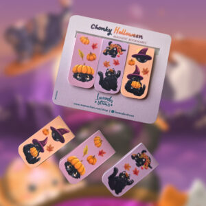 Chonky Cat Halloween Magnetic Bookmarks - Image 1