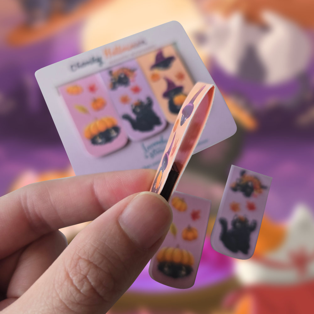 Chonky Cat Halloween Magnetic Bookmarks
