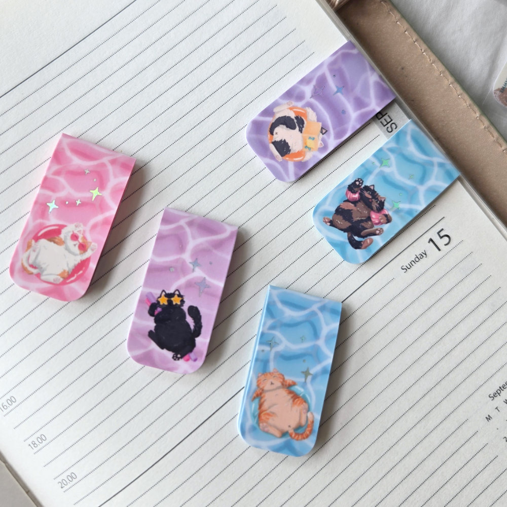 Summer time Chonky Cats Magnetic Bookmarks