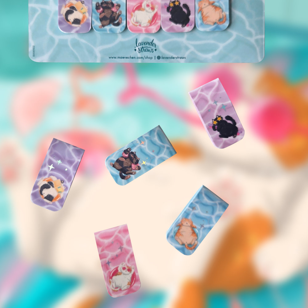 Summer time Chonky Cats Magnetic Bookmarks